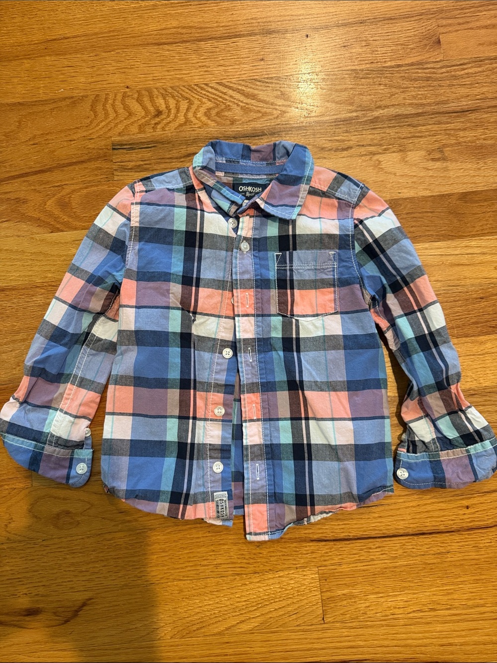 OshKosh B'gosh Plaid Button-Down Shirt - Blue, Pink & White